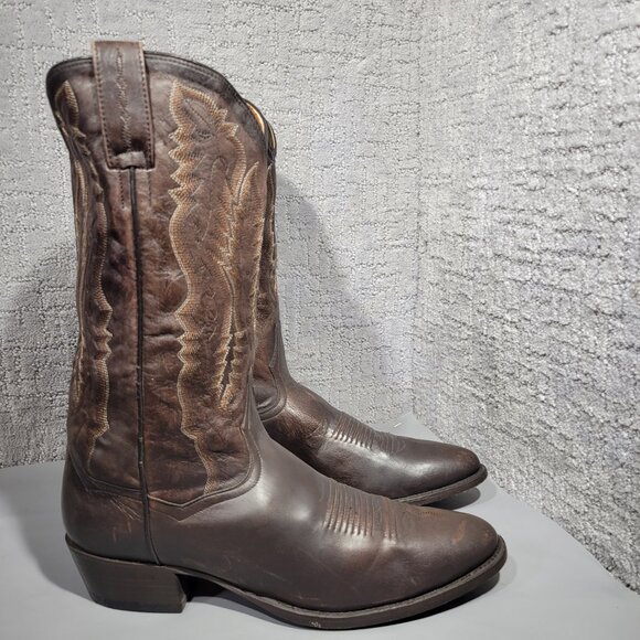 Dan Post Earp Mens Size US 10 Creed Brown Leather Western Pull On Cowboy Boots - Picture 3 of 12